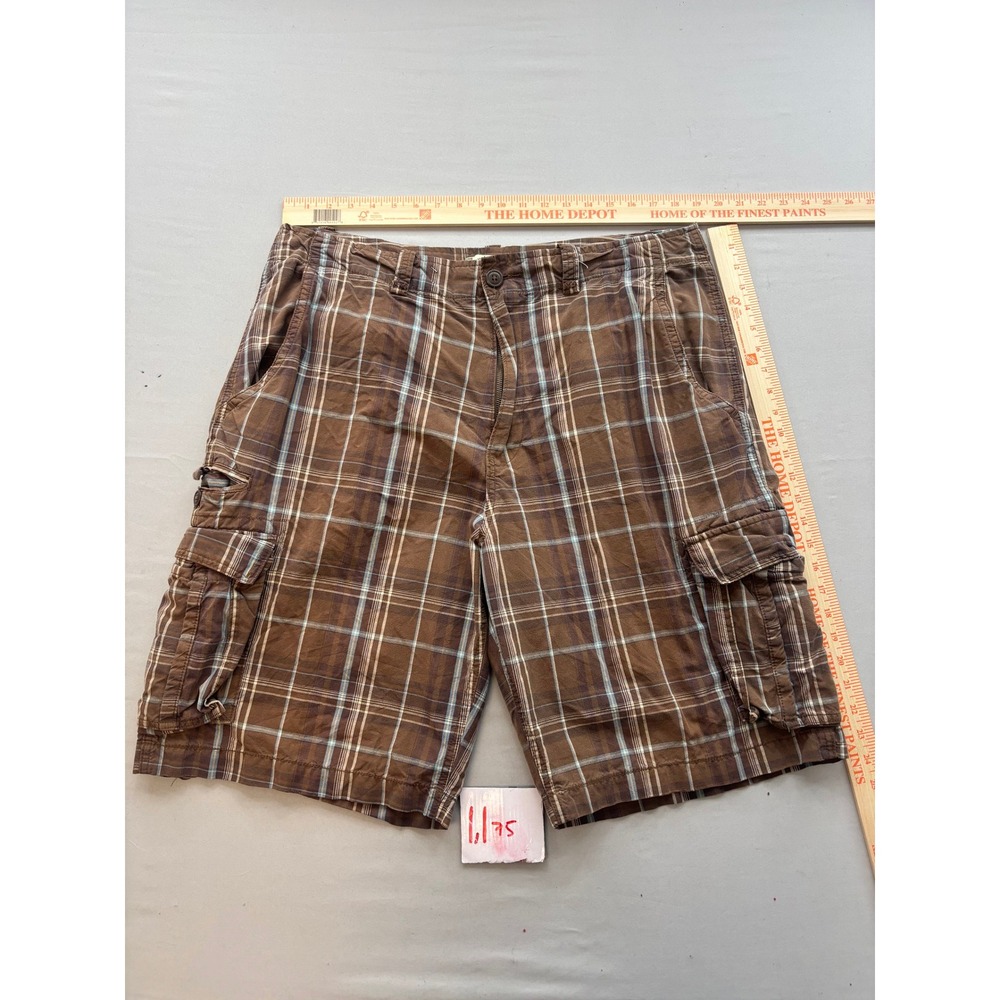 American Rag Mens Brown Plaid Cargo Shorts Size 38 Cotton Utility WPL 8046